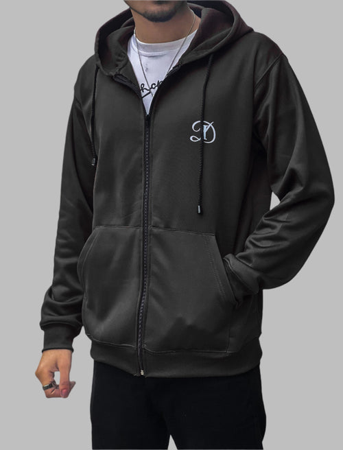 Black Zipper Hoodie – Plain